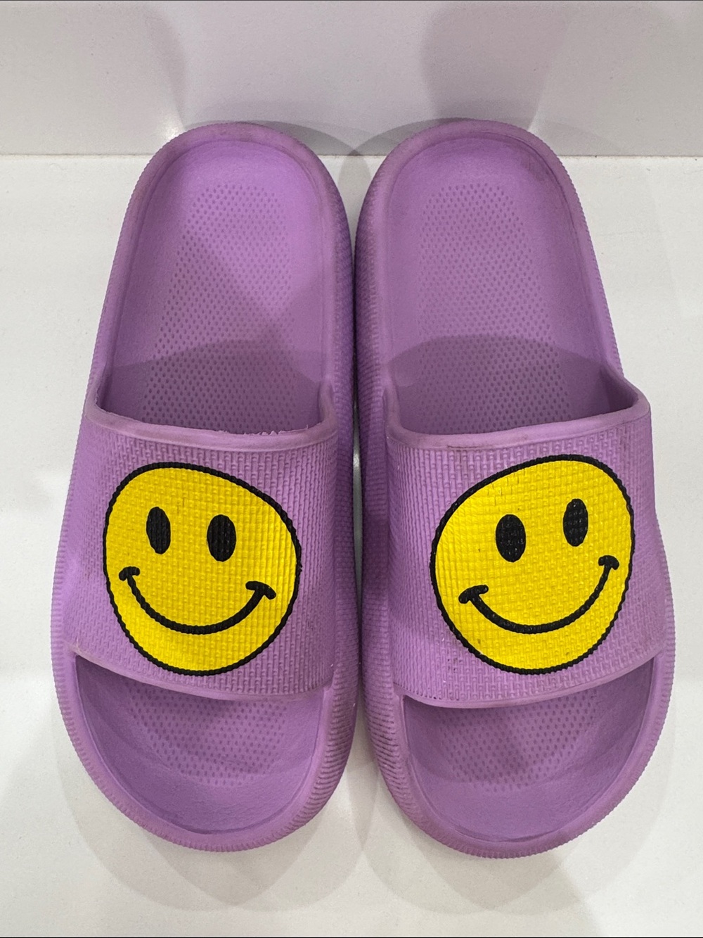 Kids purple  Slide Sandals with Yellow Smiley - Unbranded EU 36 US 5